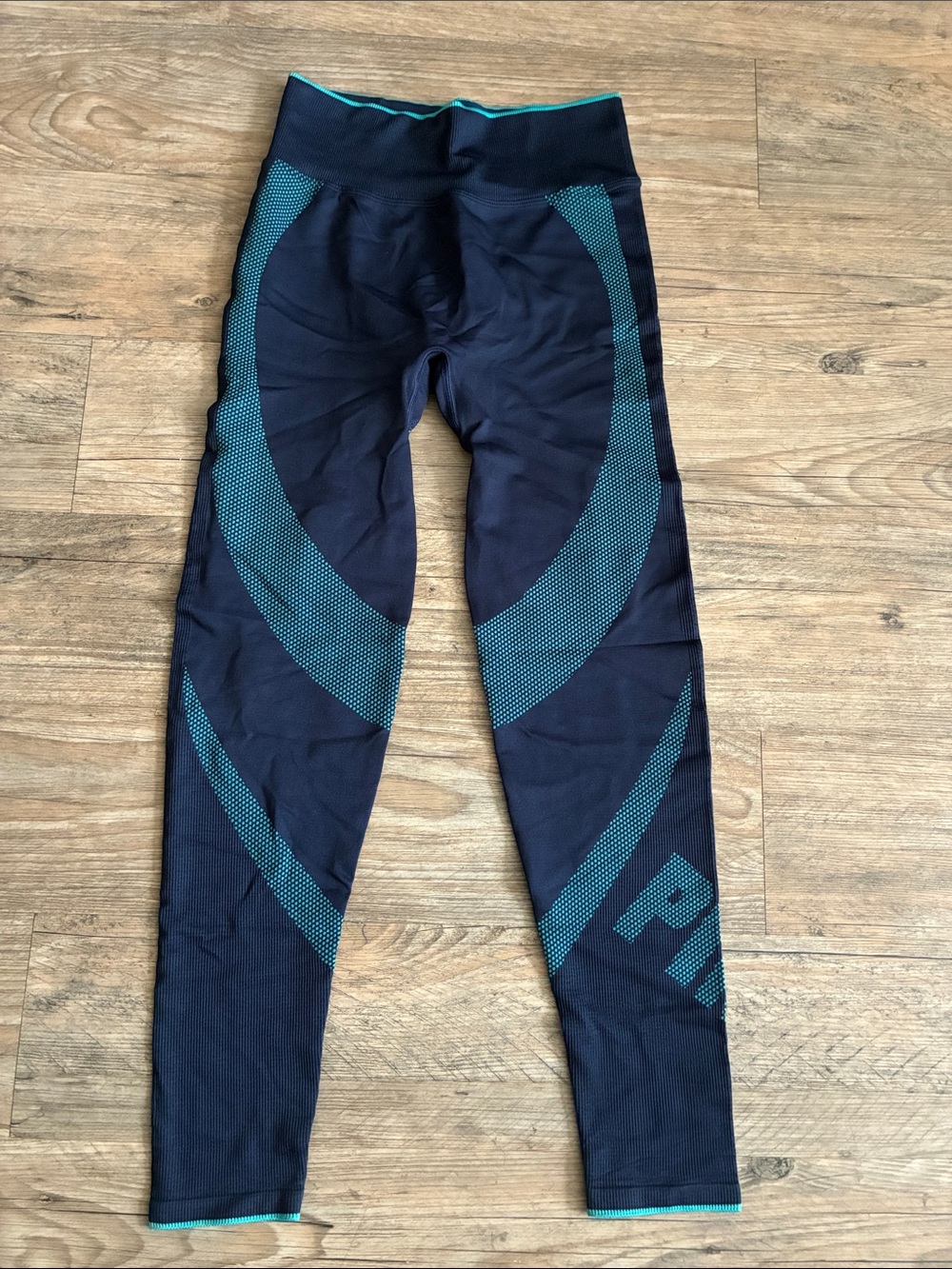 PINK Victoria Secret Navy and Teal Athletic Leggings NWT